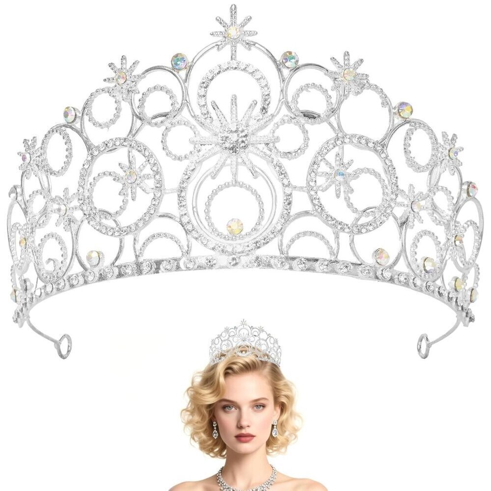 Women Crystal Crown Costume Accessory for Birthdays, Weddings, Parties